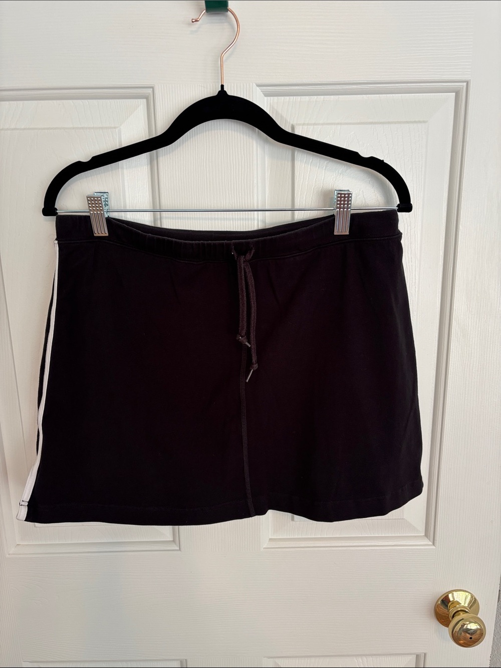 Black Athletic Skort with Side Stripe and Drawstring